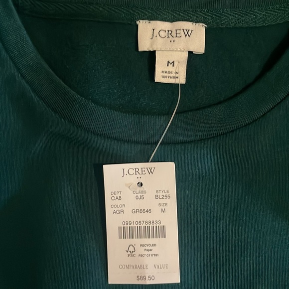 J. Crew Green Sweatshirt with Ruffle Sleeve Size Medium - Picture 15 of 16